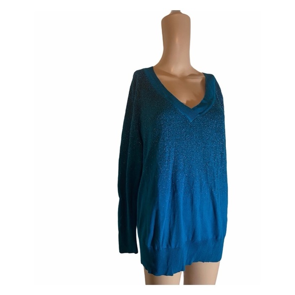 Lane Bryant Blue V-Neck Sweater - Picture 2 of 5